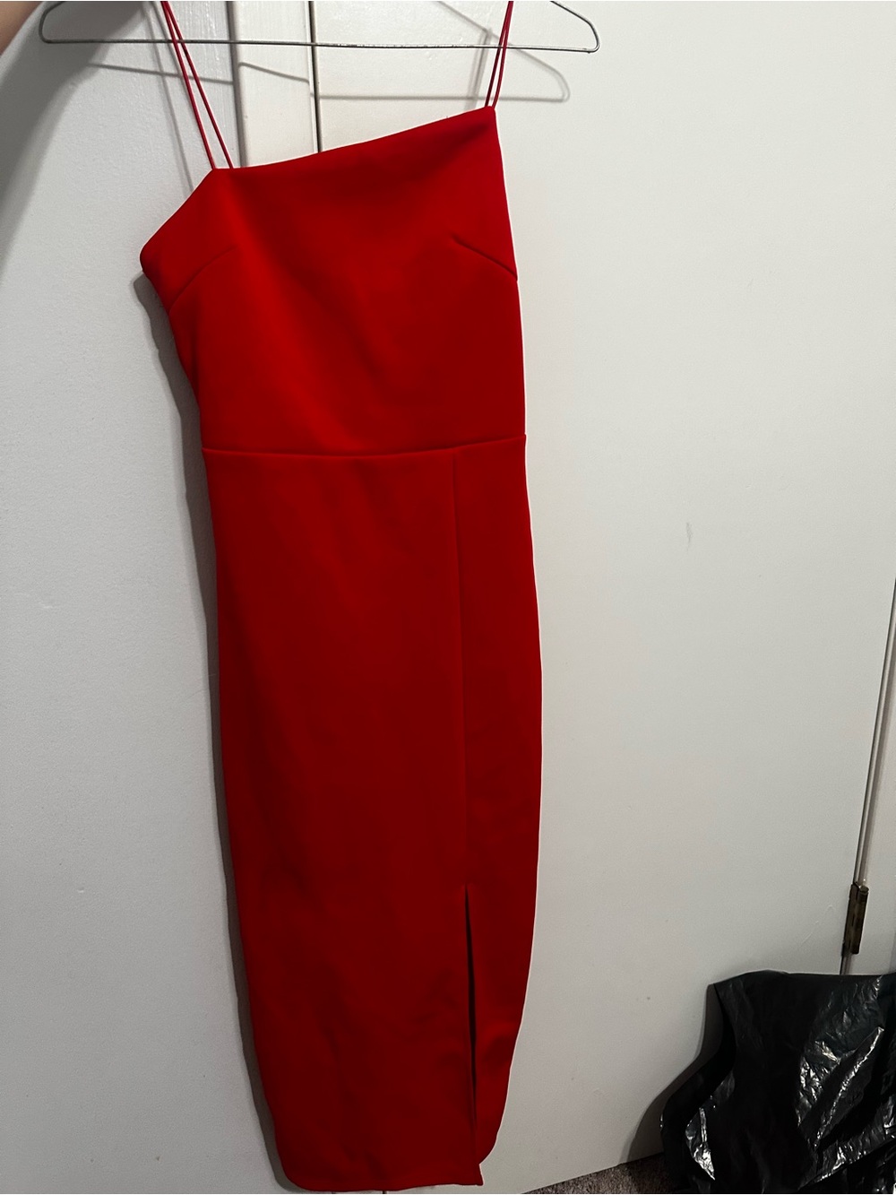 Red Asymmetrical Slip Midi Dress - Women